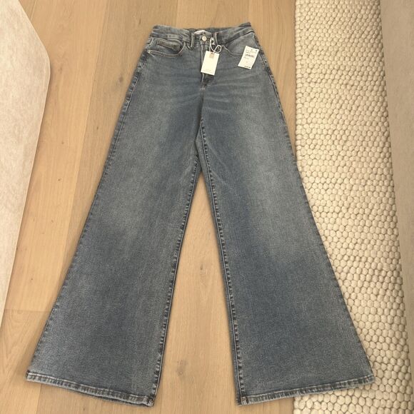 NWT $149 GOOD AMERICAN Women’s Jeans 6/28 Good Waist Palazzo Wide Leg Indigo - Picture 1 of 7